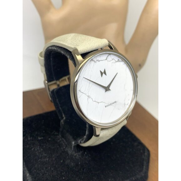 MVMT Women\'s Watch QMB01-Tima Quartz White Gray Marble Dial Leather Band 38mm main image 11